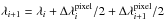 \hbox{$\lambda_{i+1} = \lambda_i + \Delta \lambda_i^{\mathrm{pixel}}/2 + \Delta \lambda_{i+1}^{\mathrm{pixel}}/2$}