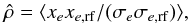 \begin{equation} \label{eq:rho} \hat \rho= \langle x_e x_{e,\rm rf}/( \sigma_e \sigma_{e,{\rm rf}}) \rangle, \end{equation}