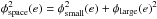 \hbox{$\phi^2_{\rm space}(e) = \phi^2_{\rm small}(e) + \phi_{\rm large}(e)^2$}