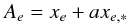 \appendix \setcounter{section}{1} \begin{equation} \label{eq:apB_2} A_e= x_e + a x_{e,\ast} \end{equation}