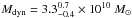 \hbox{$M_{\rm dyn} = 3.3_{-0.4}^{0.7}\times10^{10}~M_{\odot}$}
