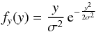 \begin{equation} \label{chipar2} f_{y}(y)=\frac{y }{\sigma ^2} \,{\rm e}^{-\frac{y^2}{2 \sigma ^2}} \end{equation}