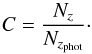 \begin{equation} C=\frac{N_z}{N_{z_{\rm phot}}}\cdot \end{equation}