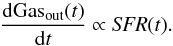\begin{equation} \frac{\rm dGas_{out}({\it t})}{{\rm d}t} \propto {\it SFR}(t). \end{equation}