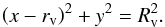 \begin{equation} \left(x-r_{\rm v}\right)^2+y^2=R_{\rm v}^2. \end{equation}
