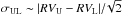 \hbox{$\sigma_{\rm UL}\sim |RV_{\rm U}-RV_{\rm L}|/\!\sqrt{2}$}