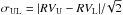 \hbox{$\sigma_{\rm UL}=|RV_{\rm U}-RV_{\rm L}|/\!\sqrt{2}$}