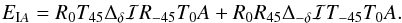 \begin{eqnarray} \label{EIA} E_{{\rm I}A}=R_0 T_{45} \Delta_{\delta} {\cal I} R_{-45} T_0 A + R_0 R_{45} \Delta_{-\delta} {\cal I } T_{-45} T_0 A . \end{eqnarray}