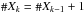 Mathematical equation: \hbox{$\card X_k = \card X_{k-1} + 1$}