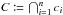 Mathematical equation: \hbox{$C \coloneqq \bigcap_{i=1}^n c_i$}