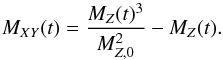 Mathematical equation: \appendix \setcounter{section}{1} \begin{equation} \label{eq:mxywmcore2} \mxy(t)=\frac{\mz(t)^{3}}{\mzn^{2}}-\mz(t). \end{equation}