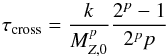 Mathematical equation: \appendix \setcounter{section}{1} \begin{equation} \tcr=\frac{k}{\mzn^{p}}\frac{2^{p}-1}{2^{p}p} \end{equation}