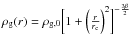 Mathematical equation: \hbox{$ \rho_{\rm g}(r)=\rho_{\rm g,0} \bigg[1+ \bigg(\frac{r}{r_{\rm c}}\bigg)^2 \bigg]^{-\frac{3\beta}{2}}$}