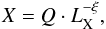 Mathematical equation: \begin{equation} X = Q \cdot L_{\rm X}^{-\xi} , \label{eq.x_vs_lx} \end{equation}
