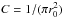 Mathematical equation: \hbox{$C=1/(\pi r^2_0)$}