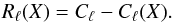 Mathematical equation: \begin{equation} R_\ell(X) = C_\ell - C_\ell(X). \end{equation}