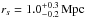 Mathematical equation: \hbox{$r_s=1.0^{+0.3}_{-0.2}\, \Mpc$}
