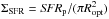 Mathematical equation: \hbox{$\Sigma_{\rm SFR}= {\it SFR}_{\rm p}/(\pi R_{\rm opt}^{2})$}