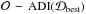 Mathematical equation: \hbox{$\mathcal{O}\,-\,\mathrm{ADI}(\mathcal{D}_\mathrm{best})$}