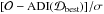 Mathematical equation: \hbox{$[\mathcal{O}-\mathrm{ADI}(\mathcal{D}_\mathrm{best})]/\sigma$}