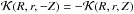 Mathematical equation: \hbox{$\mathcal{K}(R,r,-Z)=-\mathcal{K}(R,r,Z)$}