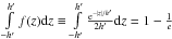 Mathematical equation: \hbox{$\int\limits_{-h'}^{h'}f(z)\ud{z}\equiv \int\limits_{-h'}^{h'}\frac{\exp{-|z|/h'}}{2h'}\ud{z}=1-\frac{1}{e}$}