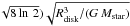 Mathematical equation: \hbox{$\!\sqrt{8\ln\,2})\sqrt{R_{\rm disk}^3/(G\,M_{\rm star})}$}