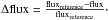 Mathematical equation: \hbox{$\Delta\mathrm{flux} = \frac{\mathrm{flux}_{\mathrm{reference}}-\mathrm{flux}}{\mathrm{flux}_{\mathrm{reference}}}\cdot$}