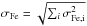Mathematical equation: \hbox{$\sigma_{\rm Fe}=\sqrt{\sum_i \sigma_{\rm Fe,i}^2}$}
