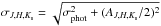 Mathematical equation: \hbox{$\sigma_{J, H, K_{\rm s}} = \sqrt{\sigma_{\rm phot}^2+ (A_{J, H, K_{\rm s}}/2)^2}$}