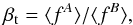 Mathematical equation: \begin{eqnarray} \beta_{\rm t} = \langle f^A\rangle /\langle f^B\rangle, \label{qrt-define} \end{eqnarray}