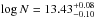 Mathematical equation: \hbox{$\log N = 13.43^{+0.08} _{-0.10}$}
