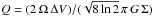 Mathematical equation: \hbox{$ Q = (2 \, \Omega \, \Delta V) / (\sqrt{8 \ln2} \, \pi \, G \, \Sigma) $}