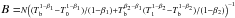 Mathematical equation: \hbox{$B= \scriptstyle{N\left((T_{\rm b}^{1-\beta_1} - T_0^{1-\beta_1})\slash (1 - \beta_1) + T_{\rm b}^{\beta_2 - \beta_1}(T_1^{1-\beta_2} - T_{\rm b}^{1-\beta_2})\slash (1 - \beta_2)\right)^{-1}}$}