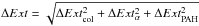 Mathematical equation: \hbox{$\Delta Ext = \sqrt{\Delta Ext_{\rm col}^{2} + \Delta Ext_{\alpha}^{2} + \Delta Ext_{\rm PAH}^{2}}$}