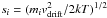 Mathematical equation: \hbox{$s_i = (m_i v_\m{drift}^2/2kT)^{1/2}$}