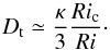 Mathematical equation: \begin{equation} D_{\rm t}\simeq\frac{\kappa}{3}\frac{Ri_{\rm c}}{Ri}\cdot \end{equation}