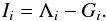 Mathematical equation: \begin{eqnarray} \label{eq:AMDi} I_i = \Lambda_i - G_i. \end{eqnarray}