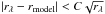 Mathematical equation: \hbox{$\left|r_{\lambda}-r_\mathrm{model}\right|<C\sqrt{r_{\lambda}}$}