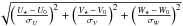 \hbox{$\sqrt{\left(\frac{U_{\star} \,-\, U_{0}}{{\sigma}_{U}}\right)^{2} + \left(\frac{V_{\star} \,-\, V_{0}}{{\sigma}_{V}}\right)^{2} + \left(\frac{W_{\star} \,-\, W_{0}}{{\sigma}_{W}}\right)^{2}}$}