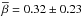\hbox{$\overline{\beta}=0.32\pm0.23$}