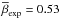 \hbox{$\overline{\beta}_{\rm exp}=0.53$}