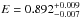 \hbox{$E=0.892^{+0.009}_{-0.007}$}