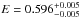 \hbox{$E=0.596^{+0.005}_{-0.005}$}