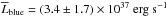 \hbox{$\overline{L}_{\rm blue}=(3.4 \pm 1.7)\times 10^{37}~\mbox{erg s}^{-1}$}