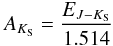 \begin{eqnarray} A_{K_{\rm S}} = \frac{E_{J-K_{\rm S}}}{1.514} \end{eqnarray}