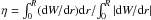 \hbox{$\eta=\int_0^R({\rm d}W/{\rm d}r){\rm d}r /\! \int_0^R|{\rm d}W/{\rm d}r|$}