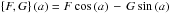 \hbox{$ \left \lbrace F, G \right \rbrace \left(a \right) = F\cos \left(a \right) \,-\, G\sin \left(a \right)$}