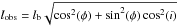 \hbox{$l_{\rm obs}=l_{\rm b}\sqrt{\cos^2(\phi) + \sin^2(\phi)\cos^2(i)}$}