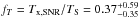 \hbox{$f_\TT = T_{\mathrm{x, SNR}} / T_\s = 0.37^{+0.59}_{-0.35}$}